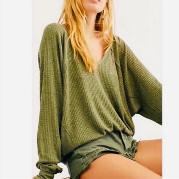 Free People NWT Santa Clara Thermal In Ferngully Green Size XSmall - Picture 13 of 14